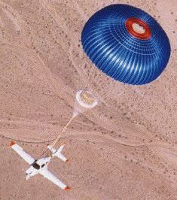  Rocket-deployed emergency parachute system. 